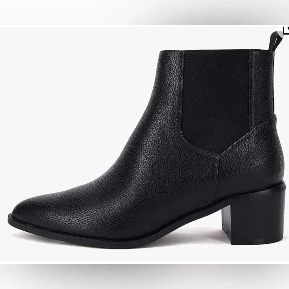 VETASTE Pointed Toe Stacked Chunky Block Heel Ank… - image 2